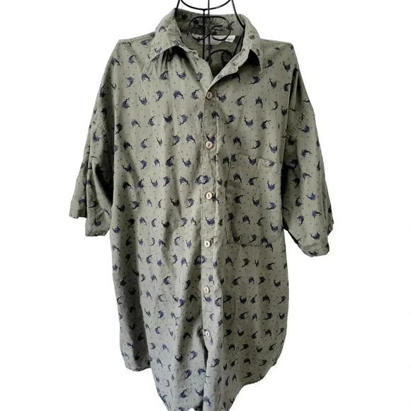 Columbia Other - Columbia Button Up Shirt XL Men's Dark Khaki Sword Fish Fishing Short Sleeve